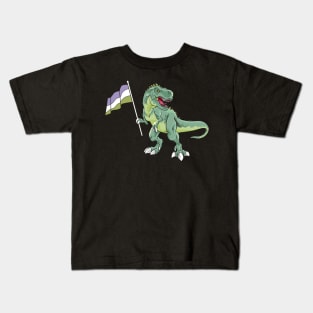 Funny Dinosaur Flag Genderqueer Pride LGBT Gift Kids T-Shirt